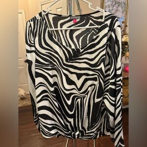 Vince Camuto Zebra Print Long Sleeve Blouse Size XL